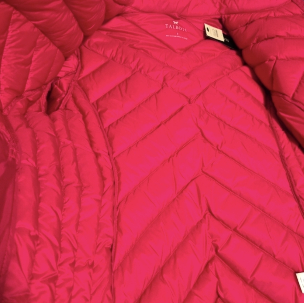 Talbots Bright Pink Puffer Jacket Size S, New - Picture 8 of 14
